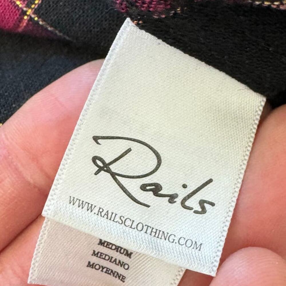 Rails Redding Frayed Plaid Button-Down Shirt, Bla… - image 2